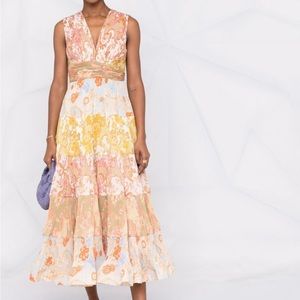 Zimmermann postcard printed pleated midi dress